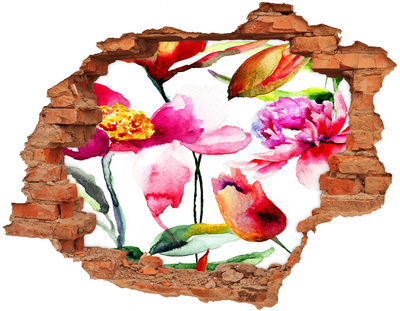 3D wall hole wallpaper Flower garden behind the wall