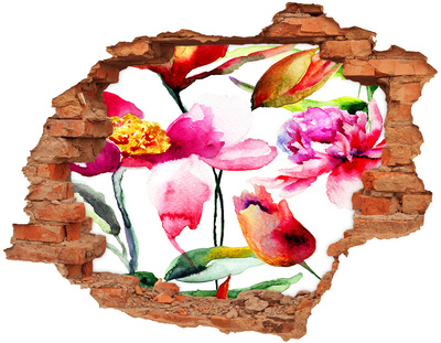 3D wall hole wallpaper Wild flowers