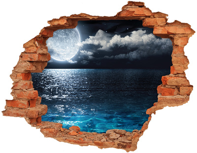 Hole wall sticker Night view of the sea