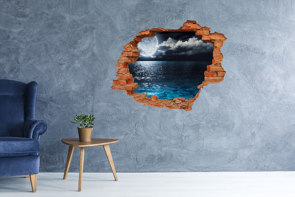 Hole wall sticker Night view of the sea
