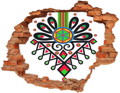 3D wall hole wallpaper Colorful folk pattern