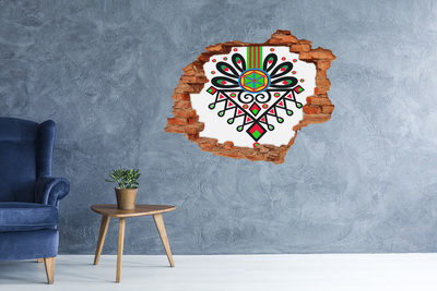 3D wall hole wallpaper Colorful folk pattern