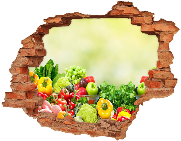 Hole in the wall sticker Fruits and vegetables in the garden