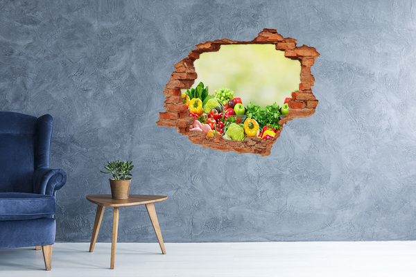 Hole in the wall sticker Fruits and vegetables in the garden