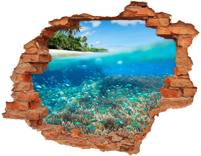 3D wall hole wallpaper Coral reef