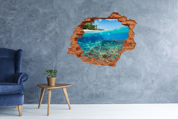 3D wall hole wallpaper Coral reef