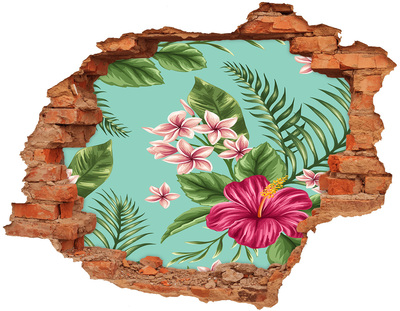 Hole in the wall decal Hawaiian flowers