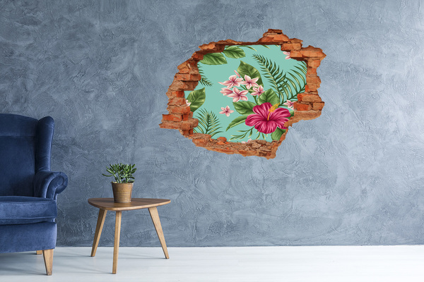 Hole in the wall decal Hawaiian flowers