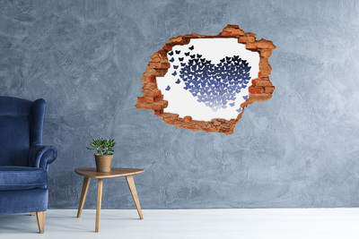 Hole in the wall decal Butterfly heart