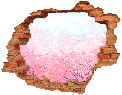 Hole in the wall sticker A floral landscape in shades of pink