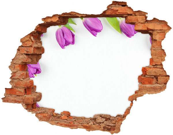 Hole in the wall decal Violet tulips