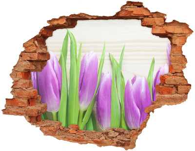 Hole in the wall decal Violet tulips