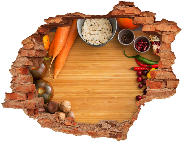 Hole in the wall decal Autumn vegetables