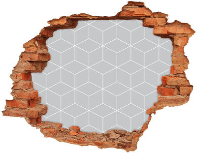 Hole in the wall decal Broken wall with geometric background