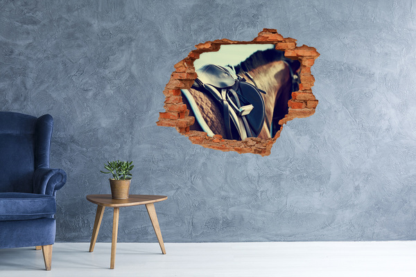 3D wall hole wallpaper A horse shot from behind a wall