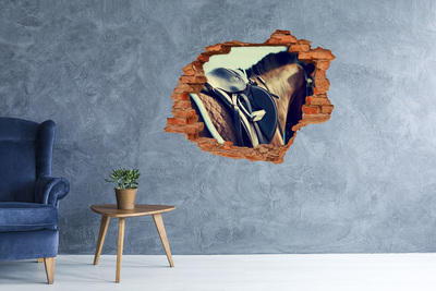 3D wall hole wallpaper A horse shot from behind a wall