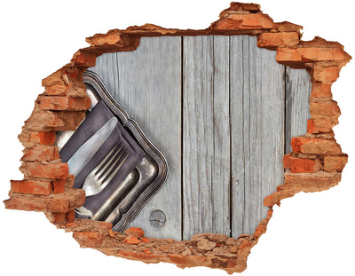 Hole wall sticker Cutlery on boards