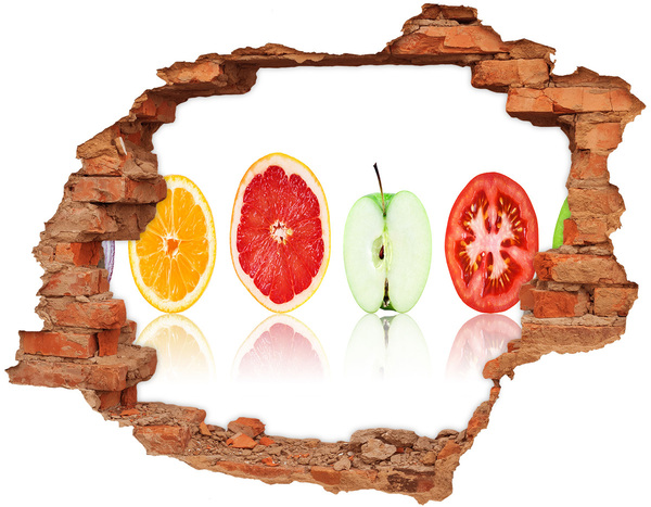 Hole in the wall decal Fruit illusion in concrete