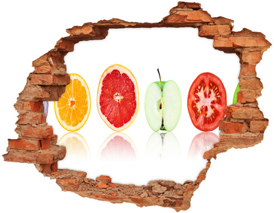 Hole in the wall decal Fruit illusion in concrete