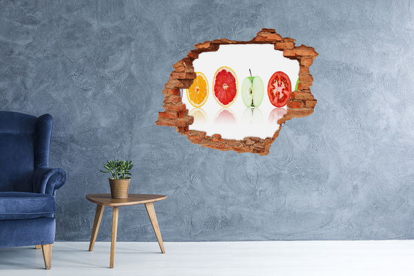 Hole in the wall decal Fruit illusion in concrete