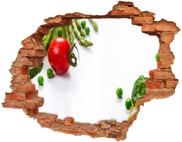 3D wall hole Fresh vegetables in the kitchen