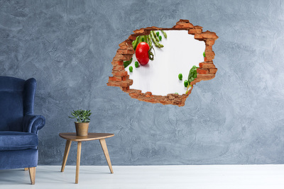 3D wall hole Fresh vegetables in the kitchen