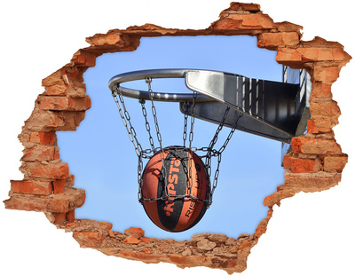 Hole wall sticker Basketball shot in action