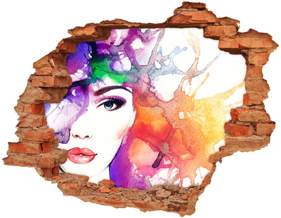 3D wall hole Portrait of a woman