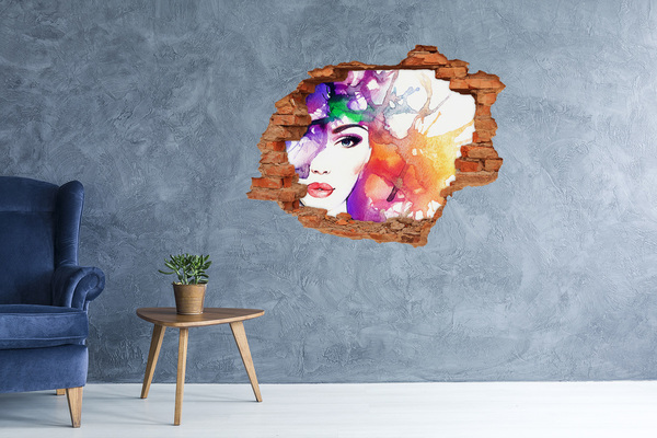 3D wall hole Portrait of a woman