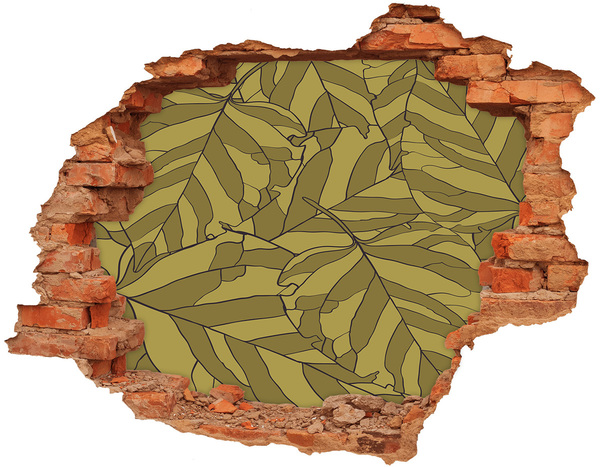 Hole wall sticker Leaves in concrete