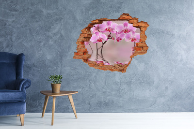 3D wall hole wallpaper Orchid in a broken wall