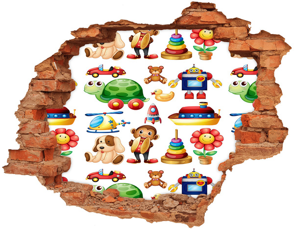 Hole in the wall sticker Toys in a colorful world