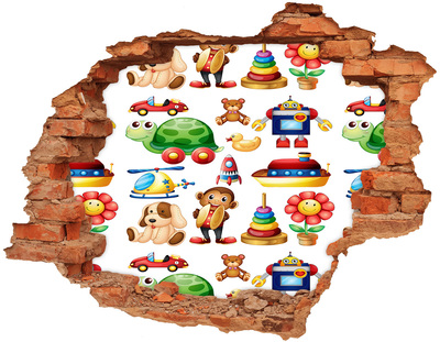 Hole in the wall sticker Toys in a colorful world