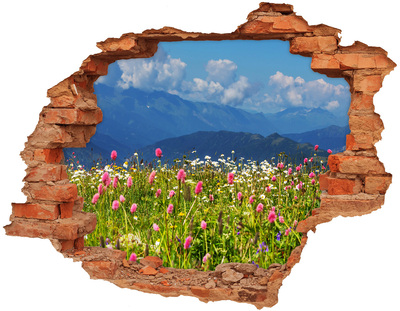 Hole in the wall decal Floral mountain landscape
