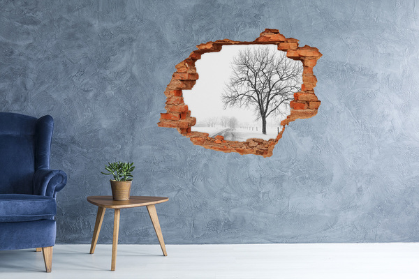 Hole in the wall decal Winter landscape with a tree