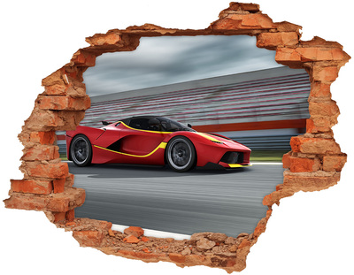 Hole in the wall sticker A racing car on the track