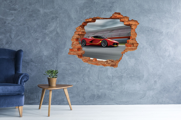 Hole in the wall sticker A racing car on the track