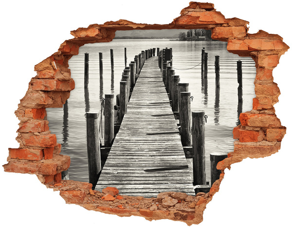 Hole wall sticker Wooden bridge over the water