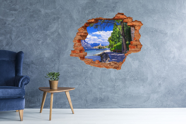 Hole in the wall decal A picturesque promenade by the lake