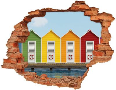 Hole in the wall sticker Colorful houses by the water