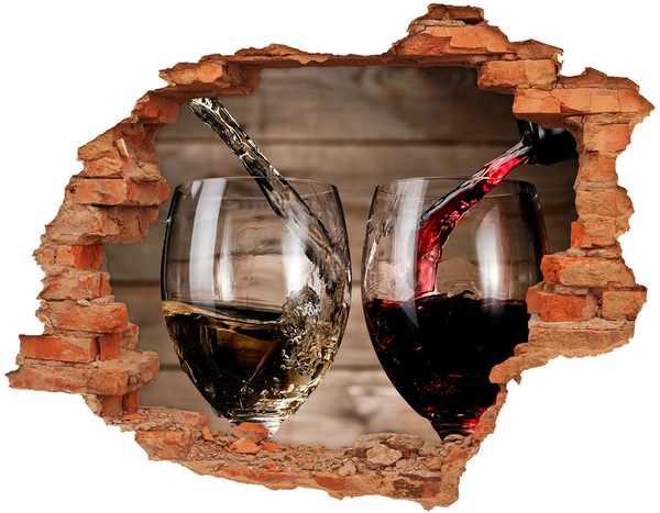 Hole in the wall decal Two glasses of wine