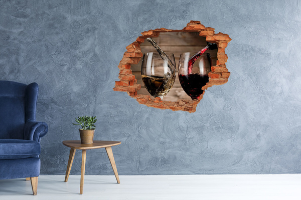 Hole in the wall decal Two glasses of wine