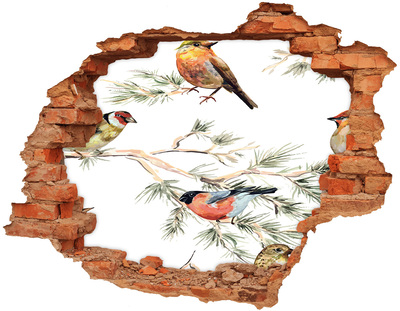 Hole in the wall decal Forest birds of plants