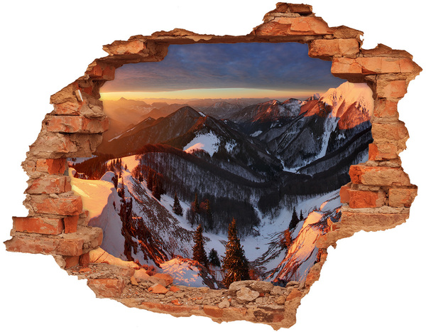 Hole in the wall sticker Winter in the mountains