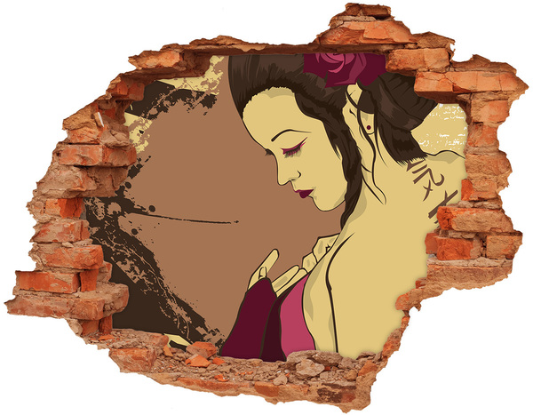 Hole in the wall sticker Woman in a Fragment of a Wall