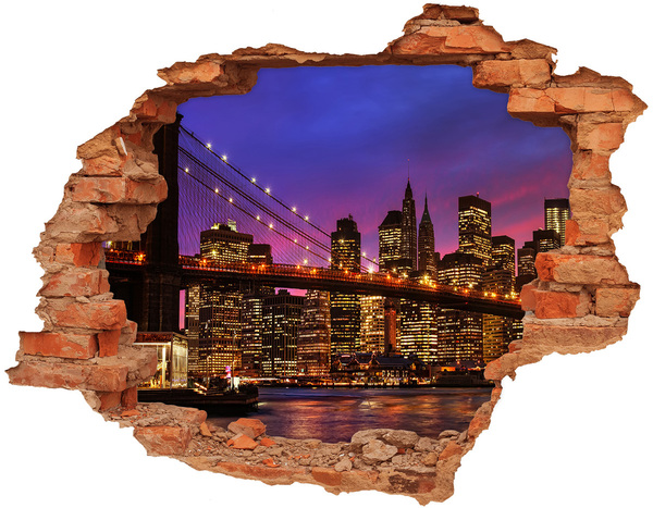 Hole in the wall decal New York skyline at night