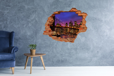Hole in the wall decal New York skyline at night