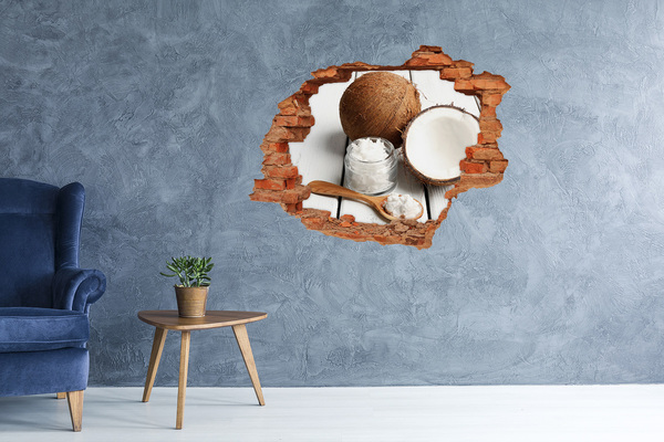 3D wall hole wallpaper Coconut oil