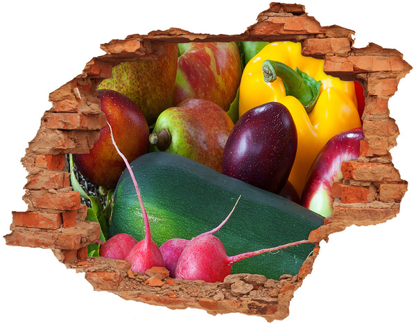 3D wall hole wallpaper Fruits and vegetables