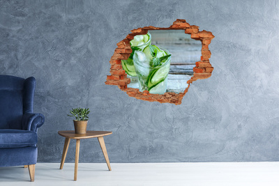 3D wall hole wallpaper Cucumber water